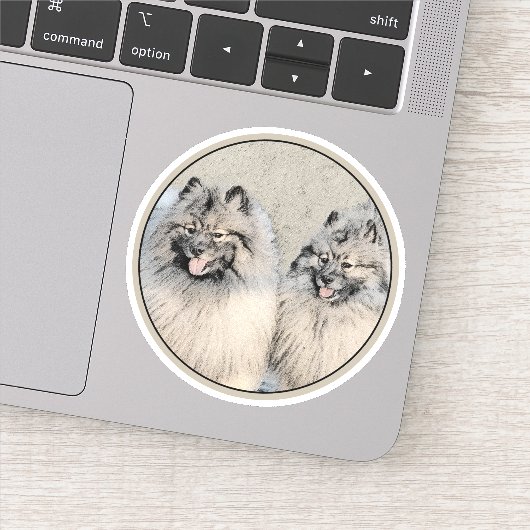 Keeshond Brothers Painting - Original Dog Art Sticker (Detail)