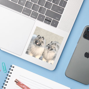 Keeshond Brothers Painting - Original Dog Art Sticker
