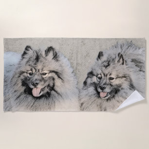 Keeshond Brothers Painting - Original Dog Art Strandlaken
