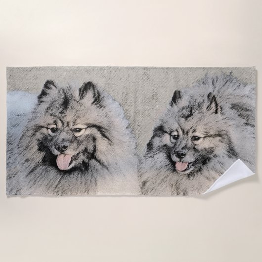 Keeshond Brothers Painting - Original Dog Art Strandlaken (Voorkant)