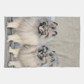 Keeshond Brothers Painting - Original Dog Art Theedoek (Horizontaal)