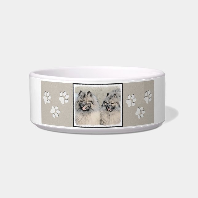 Keeshond Brothers Painting - Original Dog Art Voerbakje (Rechts)