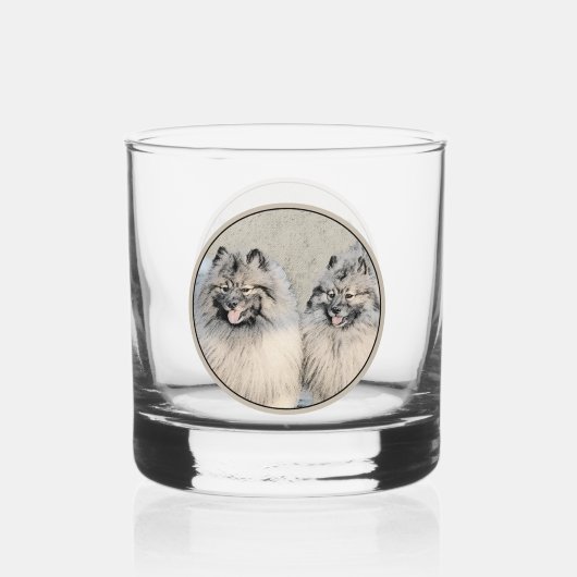 Keeshond Brothers Painting - Original Dog Art Whisky Glas (Voorkant)