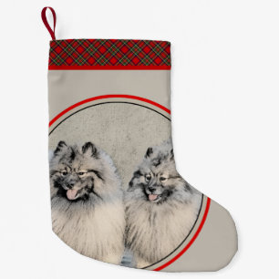 Keeshond Brothers Schilderij - Originele Honden Ku Kleine Kerstsok