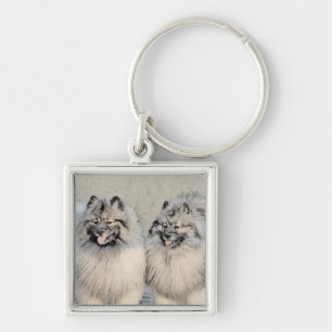 Keeshond Brothers Schilderij - Originele Honden Ku Sleutelhanger