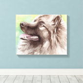 Keeshond Canvas Dog Portrait Afdruk (Insitu (Houten vloer))