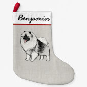 Keeshond Cartoon Dog Cute Personalized Kleine Kerstsok (Voorkant)