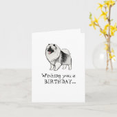 Keeshond Cartoon Dog Keesie Happy Birthday Kaart (Gele Bloem)