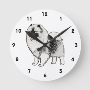 Keeshond Cartoon Dog Ronde Klok