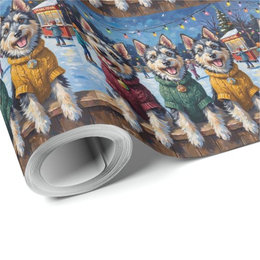 Keeshond Christmas Ice Skating Rink Holiday Cadeaupapier (Rol Hoek)