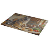 Keeshond Cooking in Kitchen Snijplank (Hoek)