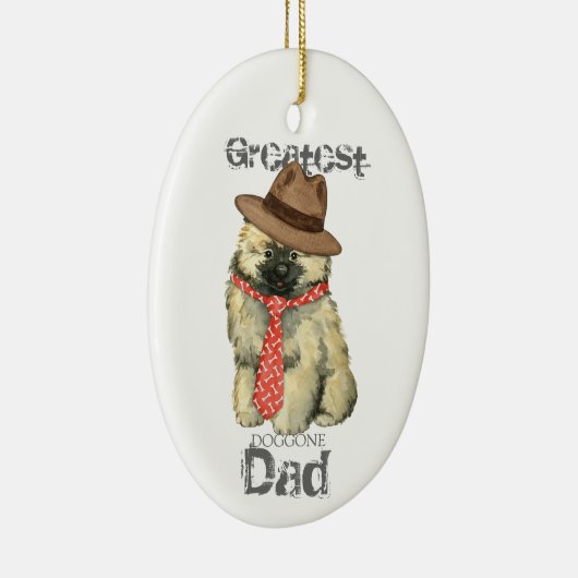 Keeshond Dad Ceramic Ornament (Rechts)