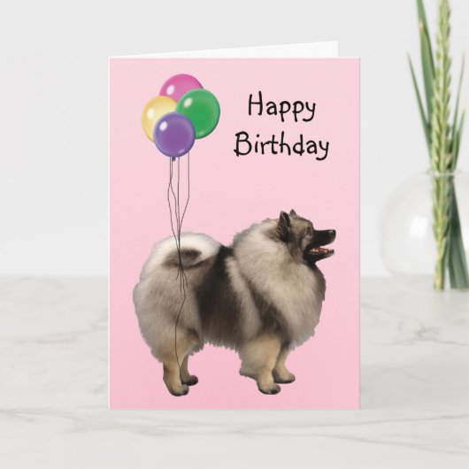 Keeshond, de Ballons van de Verjaardag Kaart (Voorkant)