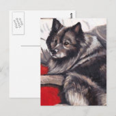 Keeshond Dog Art Briefkaart (Voorkant / Achterkant)