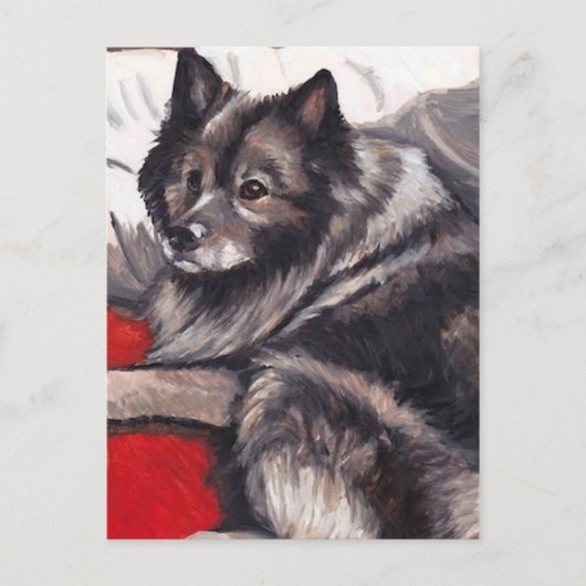 Keeshond Dog Art Briefkaart (Voorkant)