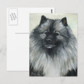 "Keeshond" Dog Art Briefkaart (Voorkant / Achterkant)