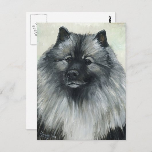 "Keeshond" Dog Art Briefkaart (Voorkant / Achterkant)