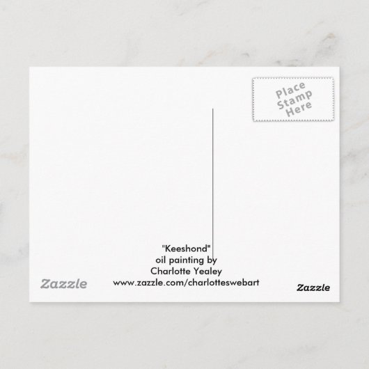 "Keeshond" Dog Art Briefkaart (Achterkant)