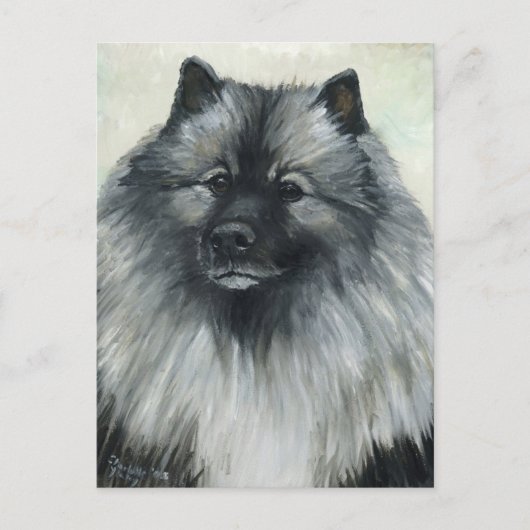 "Keeshond" Dog Art Briefkaart (Voorkant)