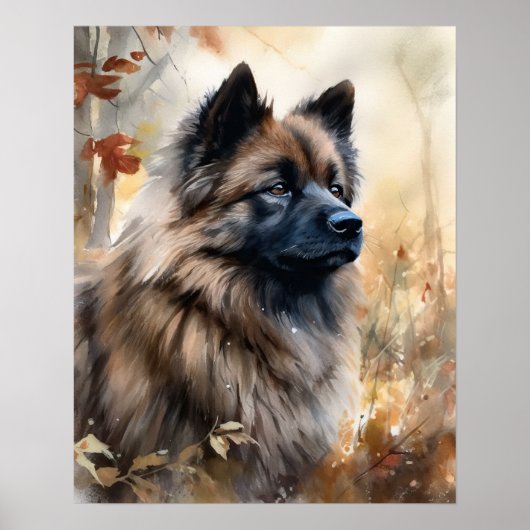 Keeshond Dog Art Print Poster (Voorkant)
