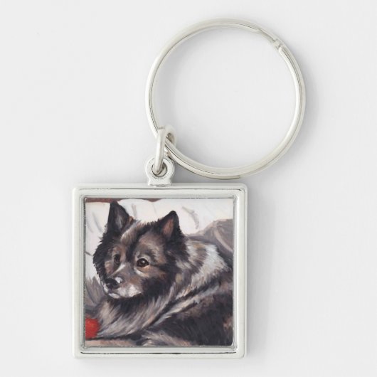 Keeshond Dog Art Sleutelhanger (Voorkant)