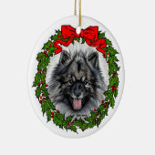 Keeshond Dog Art van Glenda S. Harlan Keramisch Ornament (Rechts)