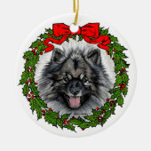 Keeshond Dog Art van Glenda S. Harlan Keramisch Ornament (Voorkant)