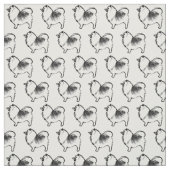 Keeshond Dog Black en White Stof (Swatch)