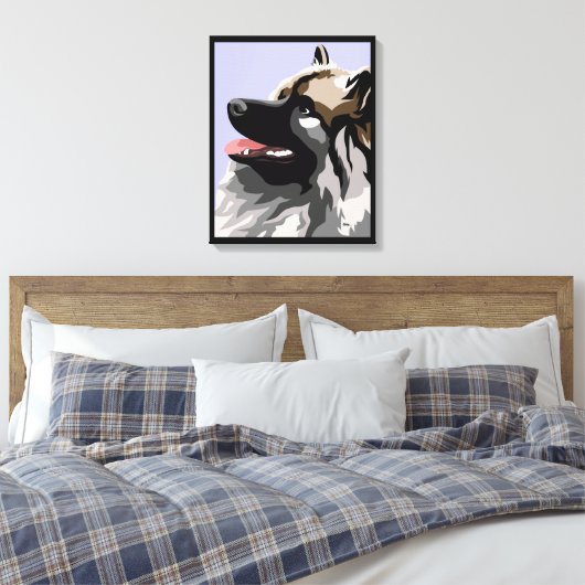 Keeshond Dog Canvas Print (Insitu (Slaapkamer))