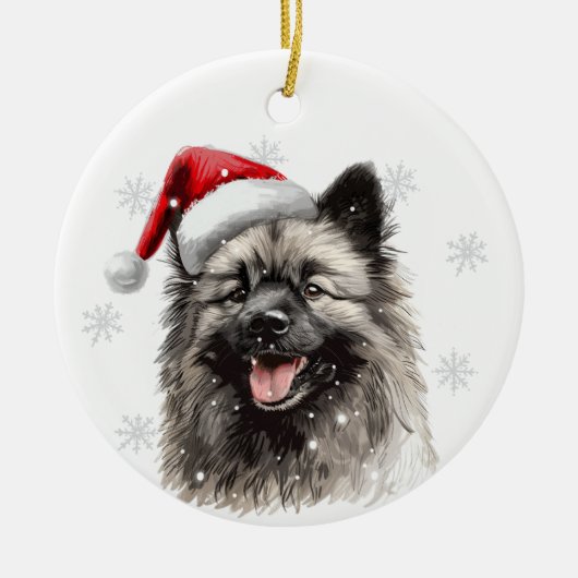 Keeshond Dog Christmas Personalized Keramisch Ornament (Voorkant)
