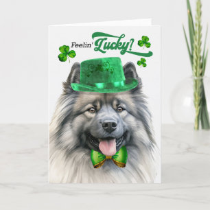 Keeshond Dog Feelin' Lucky St Patrick's Day Feestdagen Kaart