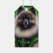 Keeshond Dog in St. Patrick's Day Dress Cadeaulabel (Voorkant)