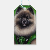 Keeshond Dog in St. Patrick's Day Dress Cadeaulabel (Achterkant)