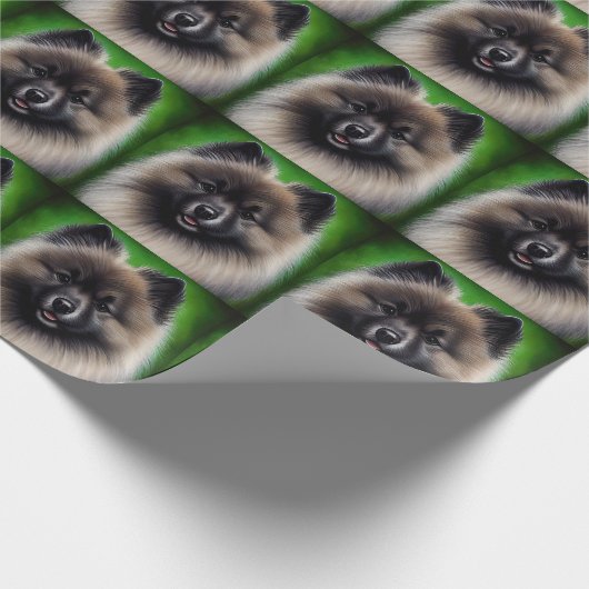Keeshond Dog in St. Patrick's Day Dress Cadeaupapier (Hoek)