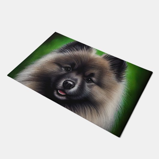 Keeshond Dog in St. Patrick's Day Dress Deurmat (Schuin)