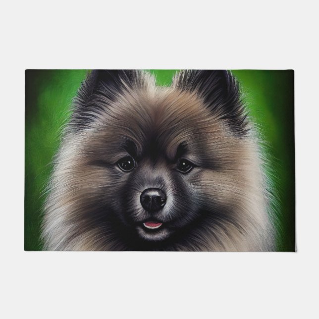 Keeshond Dog in St. Patrick's Day Dress Deurmat (Voorkant)