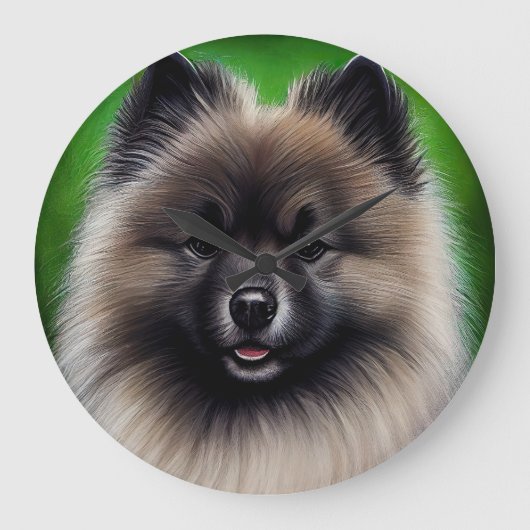 Keeshond Dog in St. Patrick's Day Dress Grote Klok (Voorkant)