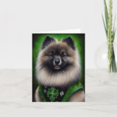 Keeshond Dog in St. Patrick's Day Dress Kaart (Voorkant)