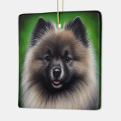 Keeshond Dog in St. Patrick's Day Dress Keramisch Ornament (Links)