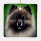 Keeshond Dog in St. Patrick's Day Dress Keramisch Ornament (Achterkant)