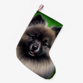 Keeshond Dog in St. Patrick's Day Dress Kleine Kerstsok (Voorkant (Hangend))