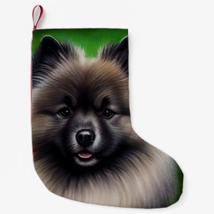 Keeshond Dog in St. Patrick's Day Dress Kleine Kerstsok