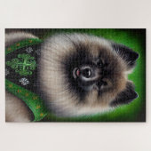 Keeshond Dog in St. Patrick's Day Dress Legpuzzel (Horizontaal)