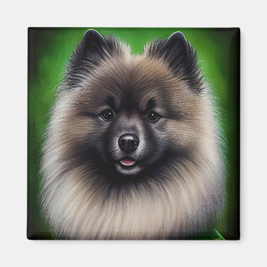 Keeshond Dog in St. Patrick's Day Dress Magneet (Voorkant)