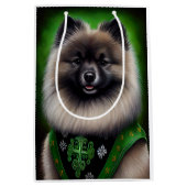 Keeshond Dog in St. Patrick's Day Dress Medium Cadeauzakje (Voorkant)