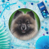 Keeshond Dog in St. Patrick's Day Dress Papieren Bordje (Feest)