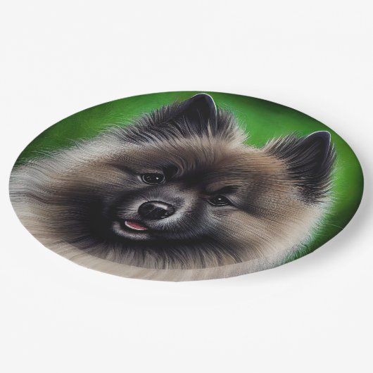 Keeshond Dog in St. Patrick's Day Dress Papieren Bordje (Gekanteld)