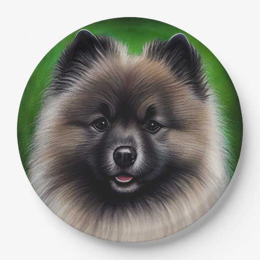Keeshond Dog in St. Patrick's Day Dress Papieren Bordje (Voorkant)