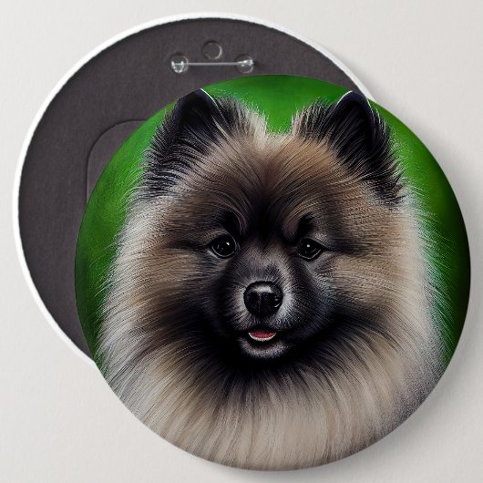 Keeshond Dog in St. Patrick's Day Dress Ronde Button 6,0 Cm (Voorkant /achterkant)