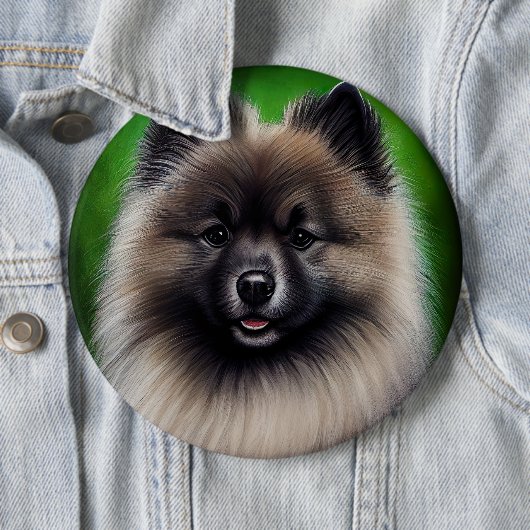 Keeshond Dog in St. Patrick's Day Dress Ronde Button 6,0 Cm (In situ)